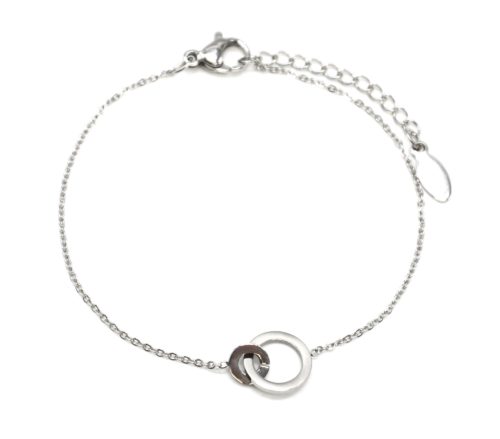 Bracelet-Fine-Chaine-avec-Charm-Double-Cercles-Acier-Argente