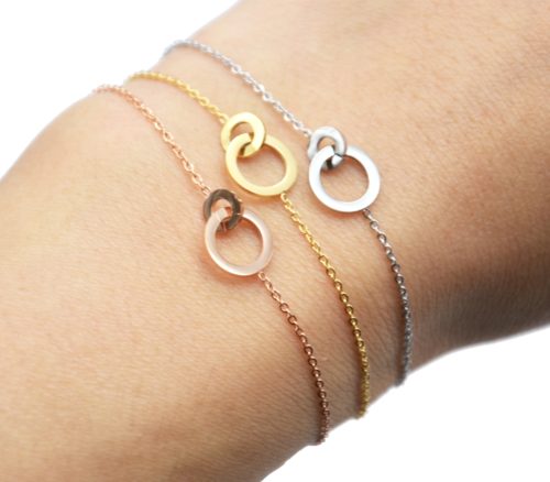 Bracelet-Fine-Chaine-avec-Charm-Double-Cercles-Acier