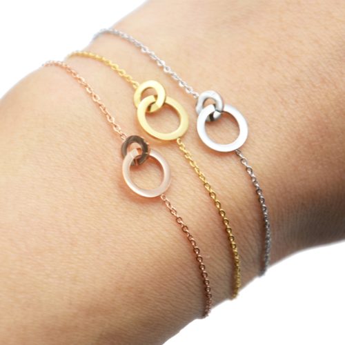 Bracelet-Fine-Chaine-avec-Charm-Double-Cercles-Acier