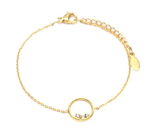 Bracelet-Fine-Chaine-avec-Charm-Cercle-Pierres-Contour-Acier-Dore