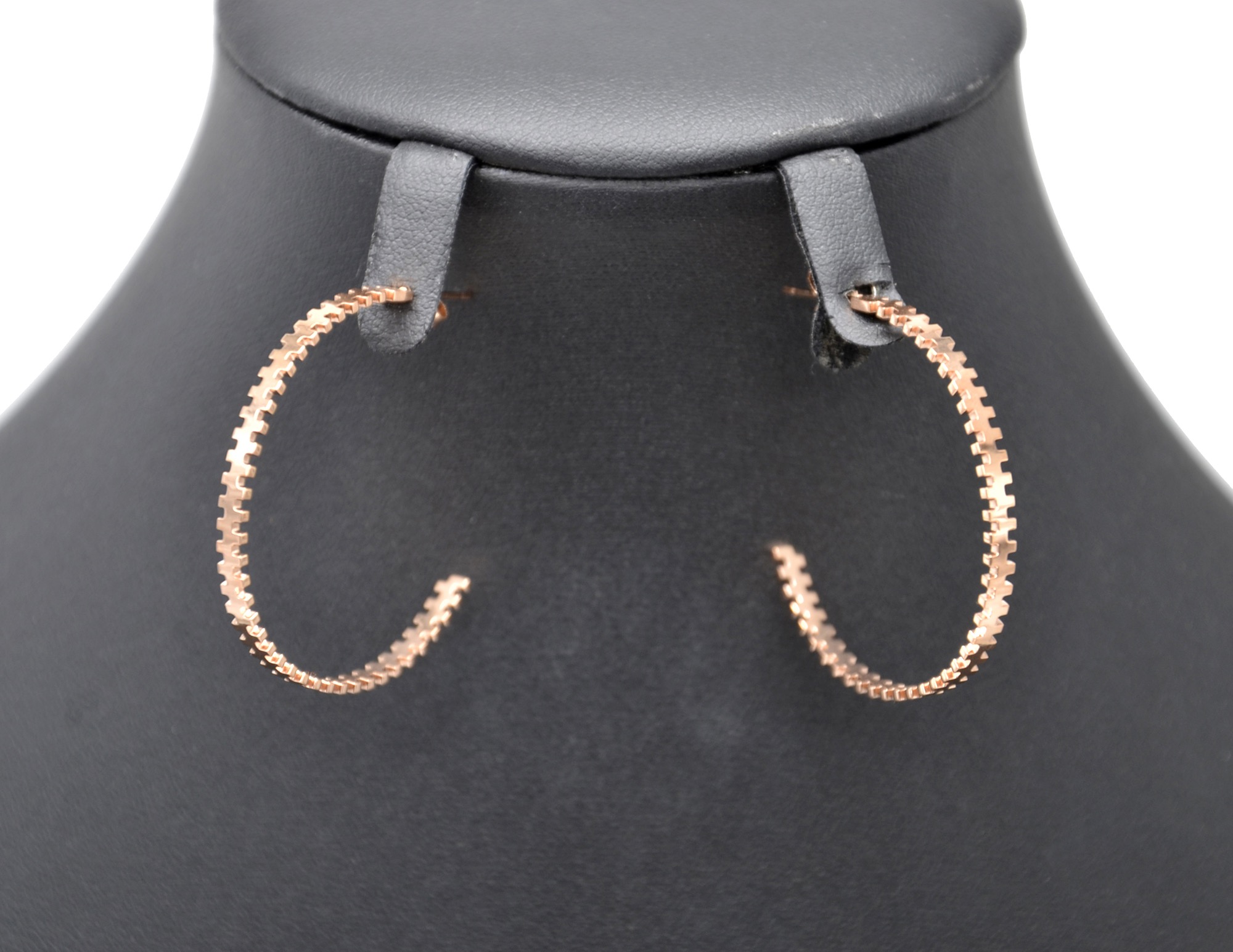 Boucles-dOreilles-Creoles-Acier-Or-Rose-Style-Zip-Fermeture-Eclair