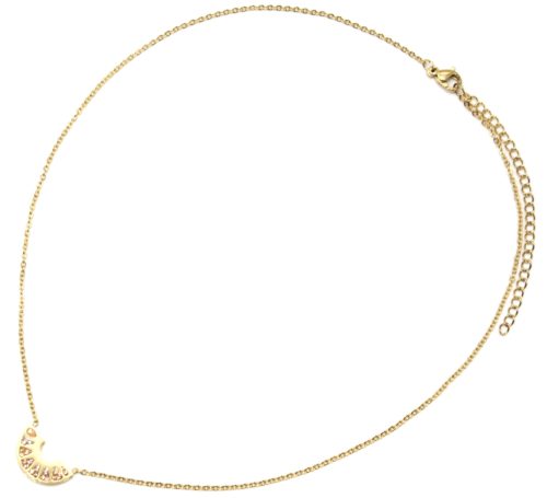 Collier-Fine-Chaine-avec-Pendentif-Demi-Cercle-Ajoure-Acier-Dore-et-Strass-Champagne