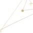 Collier-Triple-Chaine-avec-Corne-Medaille-et-Etoile-Polaire-Contour-Acier-Dore