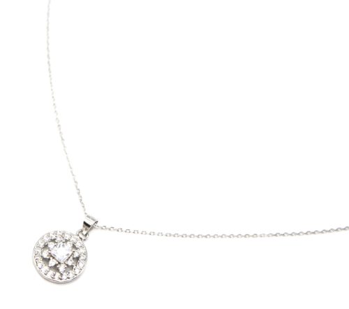 Collier-Fine-Chaine-Argent-925-Pendentif-Cercle-Soleil-Strass-Zirconium-et-Pierre