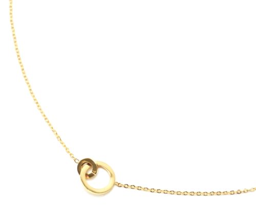 Collier-Fine-Chaine-avec-Pendentif-Double-Cercles-Acier-Dore