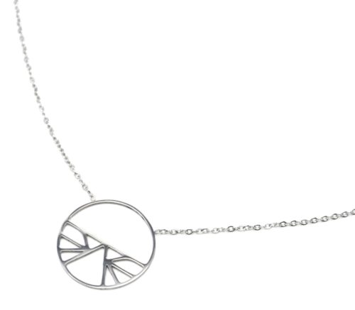 Collier-Fine-Chaine-avec-Pendentif-Cercle-Ajoure-Ethnique-Acier-Argente