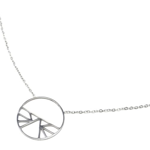 Collier-Fine-Chaine-avec-Pendentif-Cercle-Ajoure-Ethnique-Acier-Argente