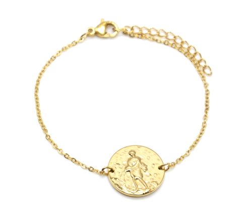 Bracelet-Charm-Medaille-Signe-Astro-Verseau-Acier-Dore