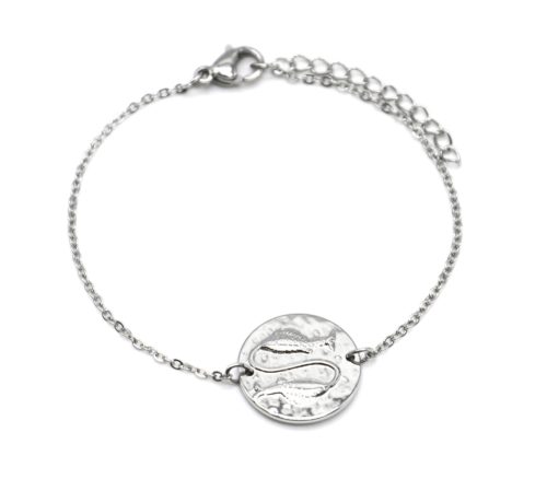 Bracelet-Charm-Medaille-Signe-Astro-Poissons-Acier-Argente