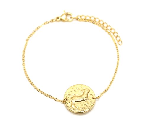 Bracelet-Charm-Medaille-Signe-Astro-Belier-Acier-Dore