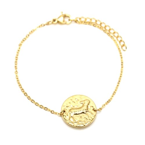 Bracelet-Charm-Medaille-Signe-Astro-Belier-Acier-Dore