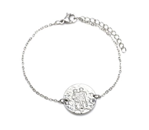 Bracelet-Charm-Medaille-Signe-Astro-Gemeaux-Acier-Argente