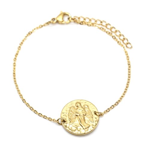 Bracelet-Charm-Medaille-Signe-Astro-Vierge-Acier-Dore