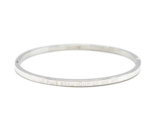 Bracelet-Jonc-Fin-Acier-Argente-avec-Message-Le-Plus-Beau-Jour-De-Ma-Vie