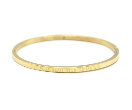 Bracelet-Jonc-Fin-Acier-Dore-avec-Message-Le-Plus-Beau-Jour-De-Ma-Vie