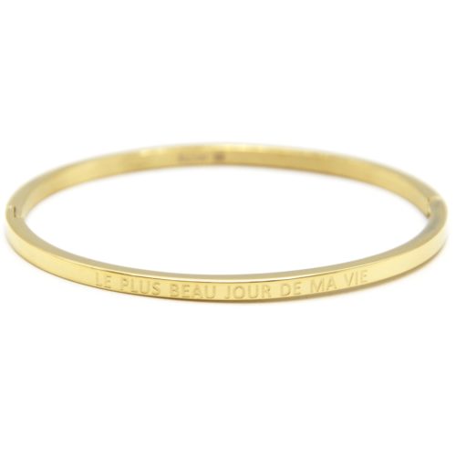 Bracelet-Jonc-Fin-Acier-Dore-avec-Message-Le-Plus-Beau-Jour-De-Ma-Vie