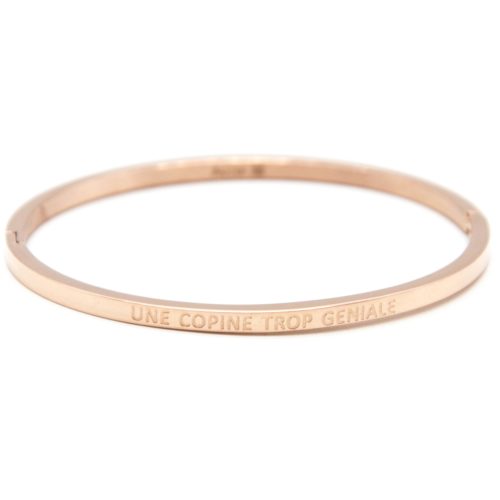 Bracelet-Jonc-Fin-Acier-Or-Rose-avec-Message-Une-Copine-Trop-Geniale