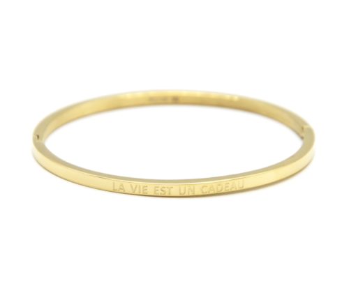 Bracelet-Jonc-Fin-Acier-Dore-avec-Message-La-Vie-Est-Un-Cadeau