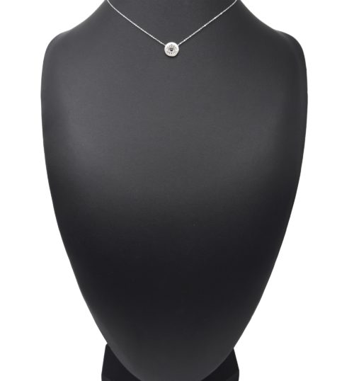 Collier-Fine-Chaine-avec-Pendentif-Medaille-Acier-Argente-Motif-Oeil-Noir