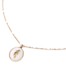 Collier-Fine-Chaine-Acier-Or-Rose-avec-Mini-Perles-et-Cercle-Email-Blanc-Motif-Plume