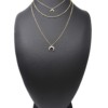 Collier-Triple-Chaine-avec-Lune-Boules-Acier-Dore-et-Corne-Resine-Blanche