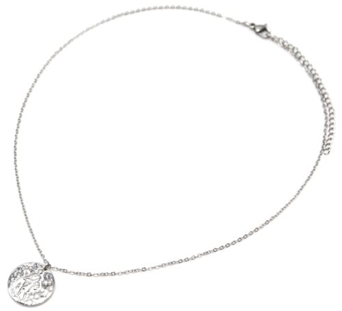 Collier-Pendentif-Medaille-Signe-Astro-Verseau-Acier-Argente