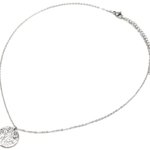 Collier-Pendentif-Medaille-Signe-Astro-Verseau-Acier-Argente