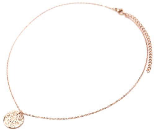 Collier-Pendentif-Medaille-Signe-Astro-Verseau-Acier-Or-Rose