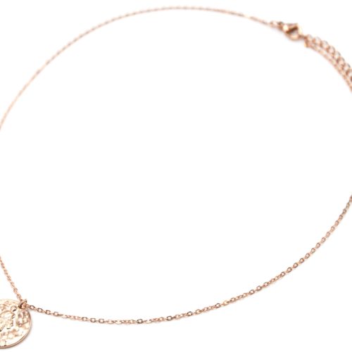 Collier-Pendentif-Medaille-Signe-Astro-Verseau-Acier-Or-Rose