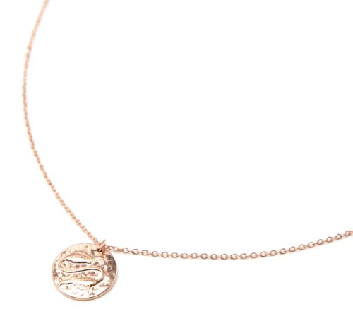 Collier-Pendentif-Medaille-Signe-Astro-Poissons-Acier-Or-Rose