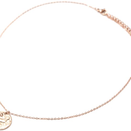 Collier-Pendentif-Medaille-Signe-Astro-Belier-Acier-Or-Rose