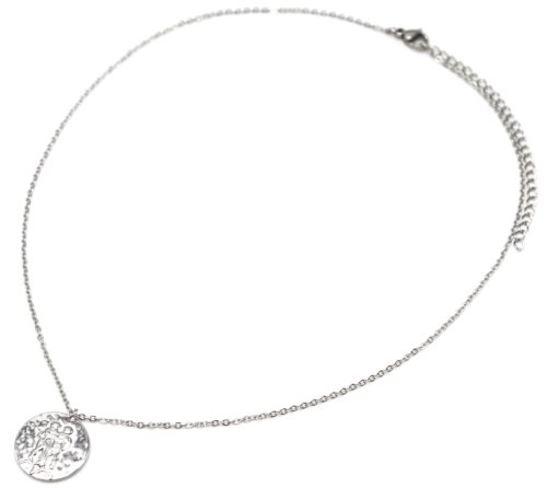 Collier-Pendentif-Medaille-Signe-Astro-Gemeaux-Acier-Argente