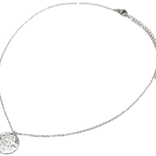 Collier-Pendentif-Medaille-Signe-Astro-Gemeaux-Acier-Argente