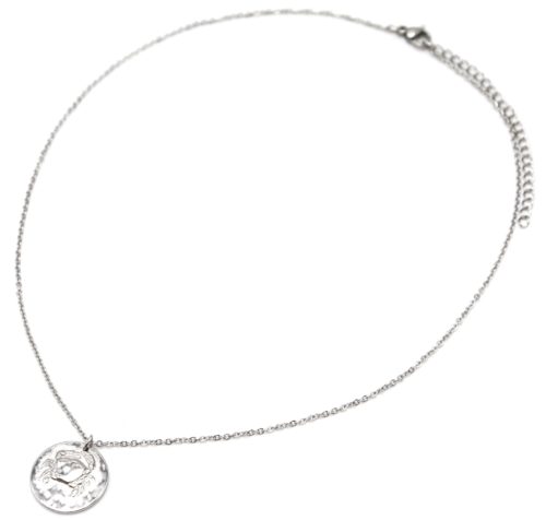 Collier-Pendentif-Medaille-Signe-Astro-Cancer-Acier-Argente