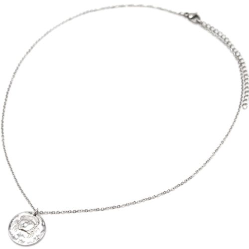 Collier-Pendentif-Medaille-Signe-Astro-Cancer-Acier-Argente