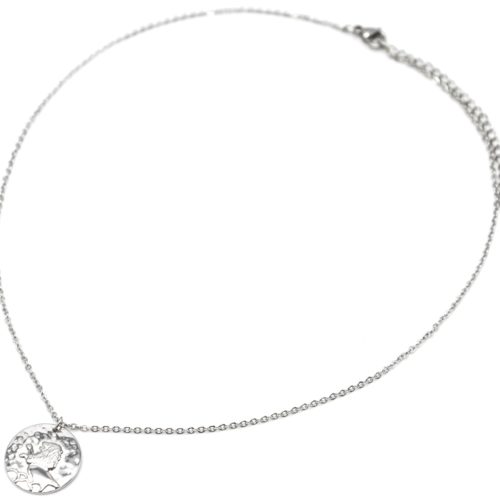 Collier-Pendentif-Medaille-Signe-Astro-Lion-Acier-Argente