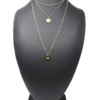Collier-Triple-Chaine-Mini-Perles-Medaille-Gravee-Acier-Dore-et-Oeil-Noir