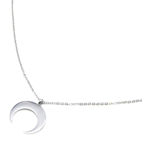 Sautoir-Collier-Fine-Chaine-avec-Pendentif-Corne-Lune-Acier-Argente