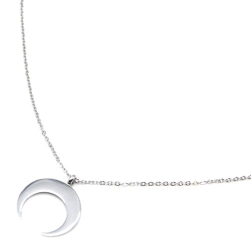 Sautoir-Collier-Fine-Chaine-avec-Pendentif-Corne-Lune-Acier-Argente