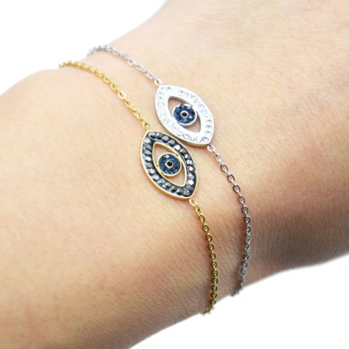 Bracelet-Fine-Chaine-Acier-avec-Charm-Oeil-Contour-Strass