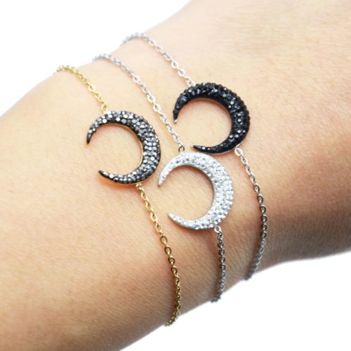 Bracelet-Fine-Chaine-Acier-avec-Charm-Corne-Lune-Strass