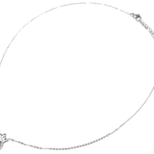 Collier-Fine-Chaine-avec-Pendentif-Couronne-Strass-Acier-Argente-et-Pierre