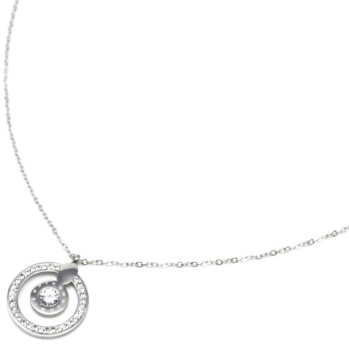 Collier-Fine-Chaine-avec-Pendentif-Cercle-Strass-Chiffres-Romains-Acier-Argente-et-Pierre