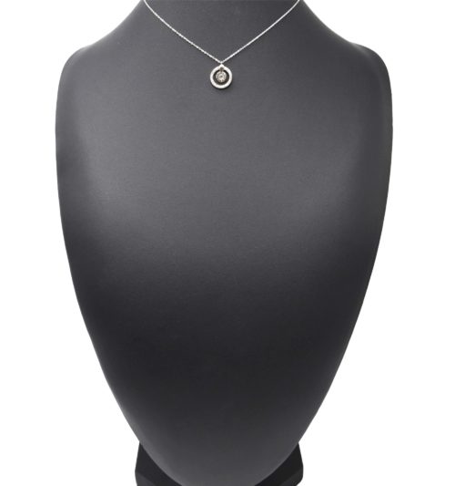 Collier-Fine-Chaine-avec-Pendentif-Cercle-Strass-Chiffres-Romains-Acier-Argente-et-Pierre