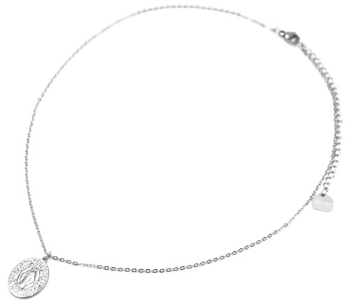 Collier-Fine-Chaine-Acier-Argente-avec-Pendentif-Vierge-Marie-Contour-Strass-Blanc