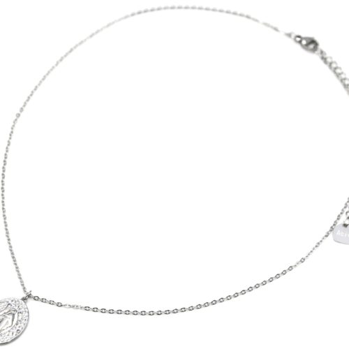 Collier-Fine-Chaine-Acier-Argente-avec-Pendentif-Vierge-Marie-Contour-Strass-Blanc