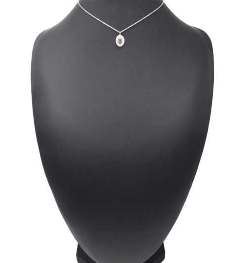 Collier-Fine-Chaine-Acier-Argente-avec-Pendentif-Vierge-Marie-Contour-Strass-Blanc