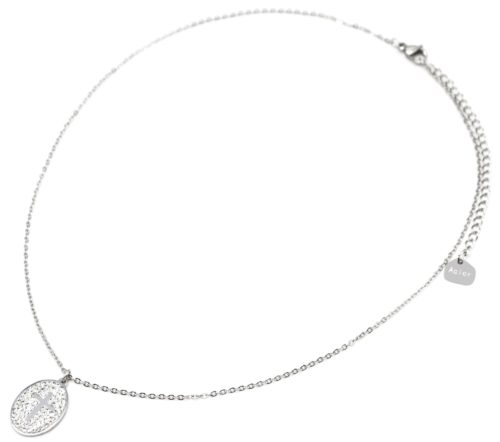 Collier-Fine-Chaine-Acier-Argente-avec-Croix-Contour-Ovale-Strass-Blanc