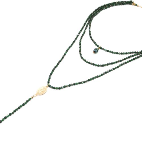 Sautoir-Collier-Multi-Rangs-Perles-Brillantes-Vert-Chapelet-Vierge-Marie-et-Croix-Metal-Dore