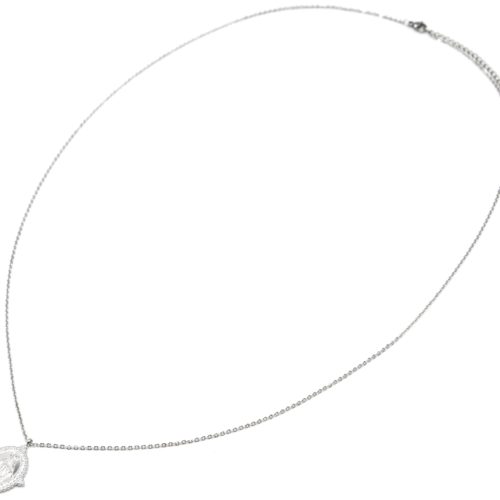 Sautoir-Collier-Fine-Chaine-avec-Medaille-Vierge-Marie-Contour-Points-Acier-Argente